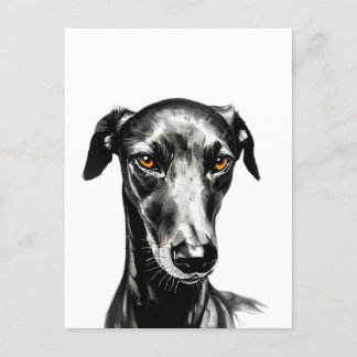 Fin Black Galgo-illustration för Hundälskare Vykort
