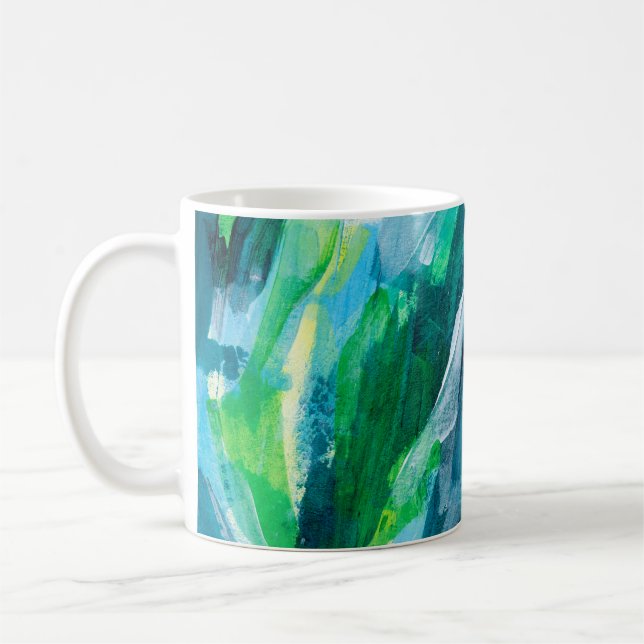 Fin, blandad målning. Trendig handpainte Kaffemugg (Vänster)