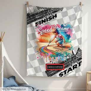 Fin Blanket Formel 1 Racer Boy Birthday Fleecefilt