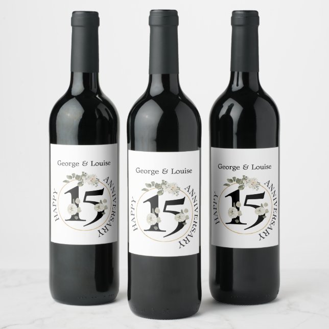 Fin Blommigt 15 år Vin Vinflaska Etikett (Flaskor)
