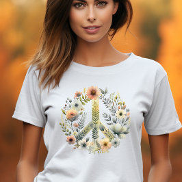 Fin Blommigt 70-tal Retro Stil Fredstecken T Shirt