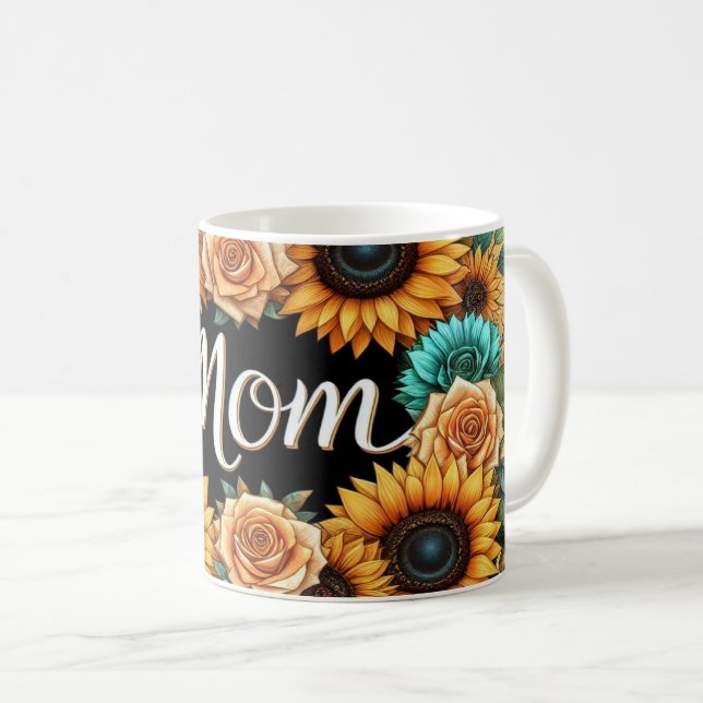 Fin Blommigt Arrangemang med "Mamma" Kaffemugg (Framsida höger)