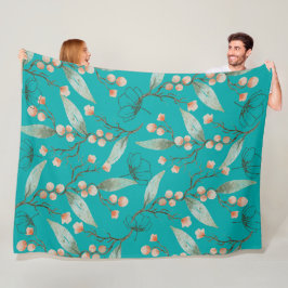 Fin blommigt Blå trädgård för vattenfärgen älskare Fleecefilt