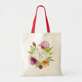 Fin Blommigt Blommar Monogram Initialer Decor Tygkasse
