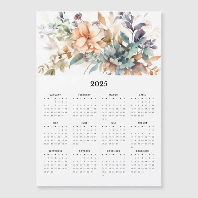 Fin Blommigt Bouquet 2025 Magnetisk kalender (Framsida)