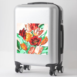 Fin Blommigt Bouquet Tulips Black Outline Art Klistermärken