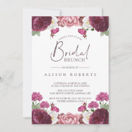 Fin Blommigt Burgundy Bridesmaids Brunch Inbjudningar