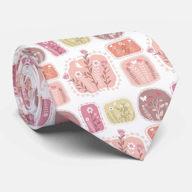 Fin Blommigt Butterfly Garden Neck Tie Slips (Rullad)
