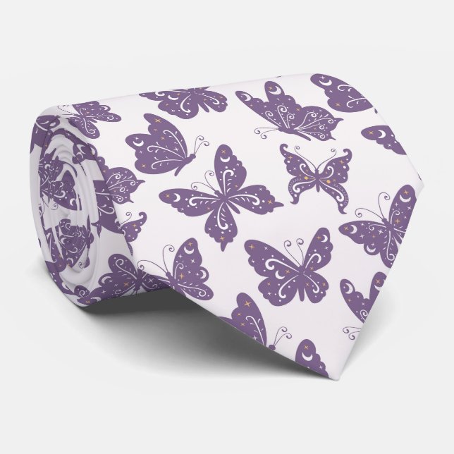 Fin Blommigt Butterfly Garden Neck Tie Slips (Rullad)