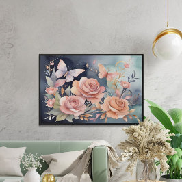 Fin Blommigt Butterfly Watercolor Art Poster
