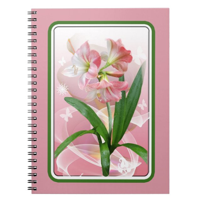 Fin Blommigt - den fina bärbara datorn Amaryllis Anteckningsbok (Framsidan)