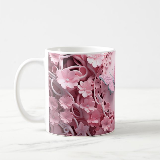 Fin Blommigt Design Coffee Mugg (Vänster)