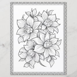 Fin Blommigt - färgning Papper sida för skrapbok