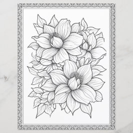 Fin Blommigt - färgning Papper sida för skrapbok