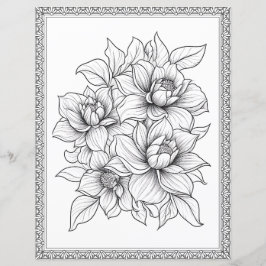 Fin Blommigt - färgning Papper sida för skrapbok