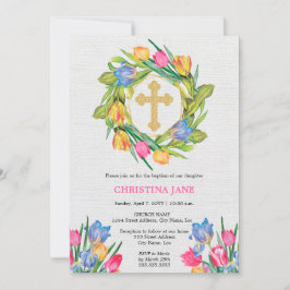 Fin Blommigt för baptism Inbjudningar