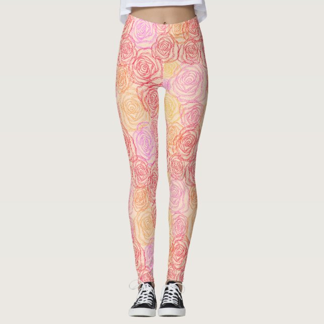 Fin Blommigt för Blommigt kontur Leggings (Framsida)