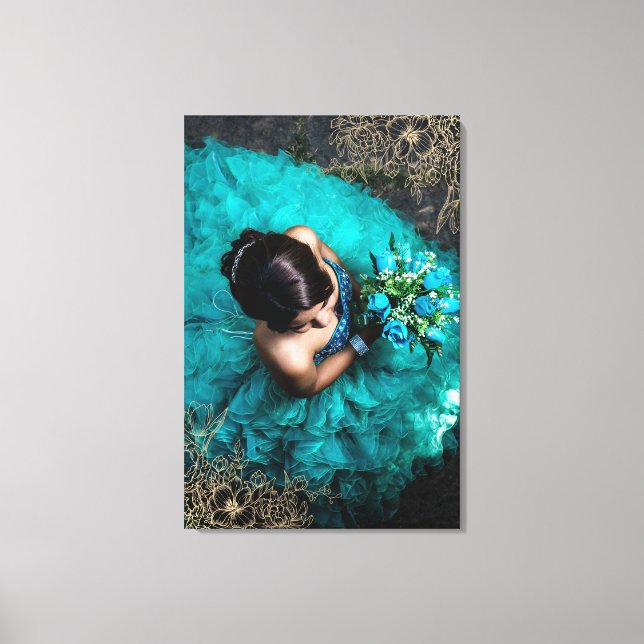 Fin Blommigt Fotoövertäckning Lägg till ditt foto Canvastryck (Framsida)