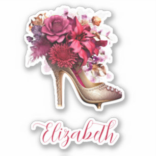 Fin Blommigt High Heel Klistermärken