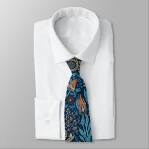 Fin Blommigt i Blue och Beige Slips
