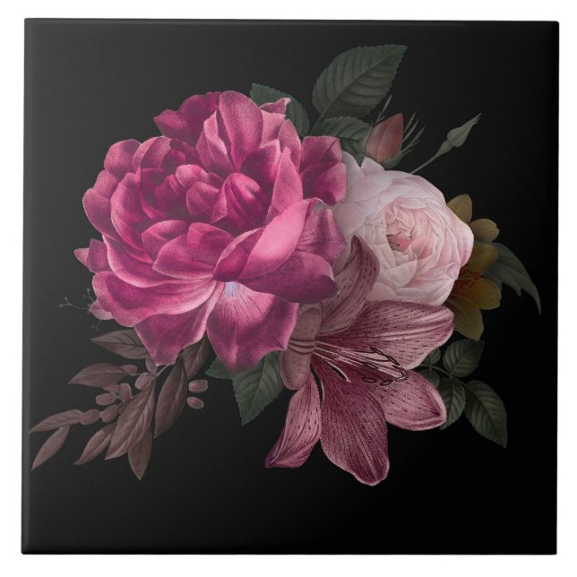 Fin Blommigt  Kakelplatta (Framsidan)