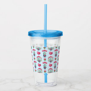 Fin Blommigt Mason Burk Hearts Mönster Take Away Mugg