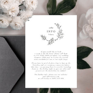 Fin Blommigt Monogram Sketchutandning Bröllop Tilläggskort