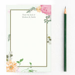 Fin Blommigt-Personlig för Vintage Receptionist Post-it Block<br><div class="desc">Söt rosa och orange blommor med vinstockar av grönt dekorerar denna vackra blommigt av vintage som den noterar. Anpassa den här skrivbordet till en gammal receptionist eller flickvän som ger kärlek monogram.</div>