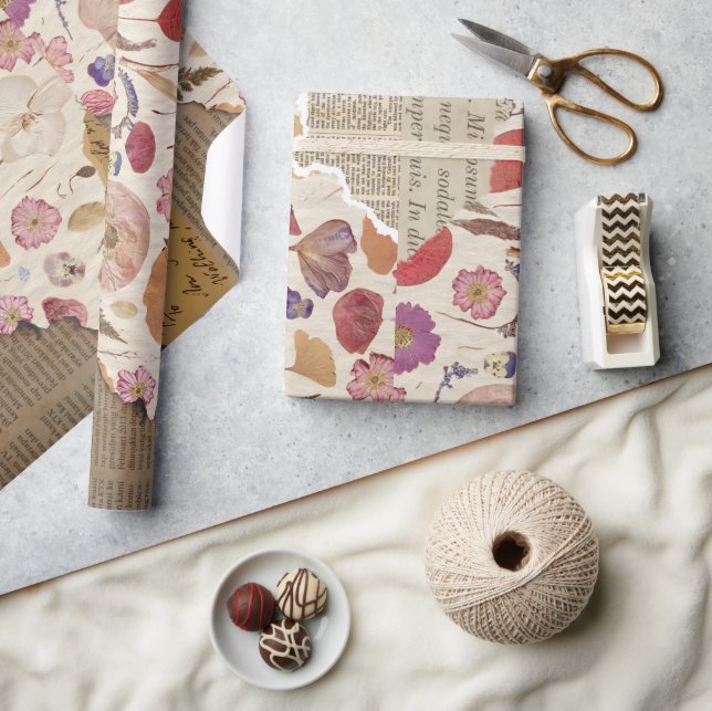 Fin Blommigt pressad Presentpapper (Hantverk)