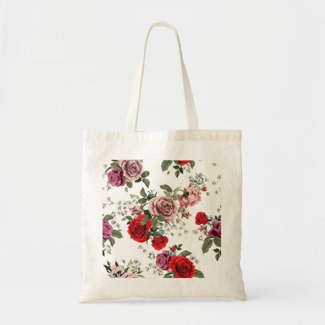 Fin Blommigt Sketch Tote Bag Tygkasse (Framsidan)