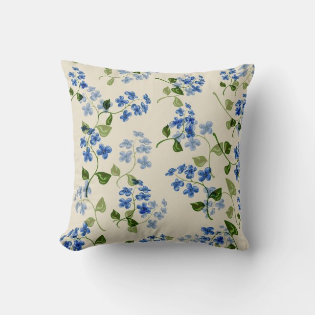 Fin blommigt, sömlös mönster glöm-mig-ej bl kudde (Framsida)