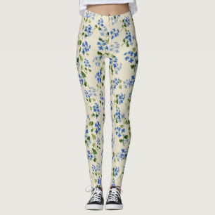 Fin blommigt, sömlös mönster glöm-mig-ej bl leggings
