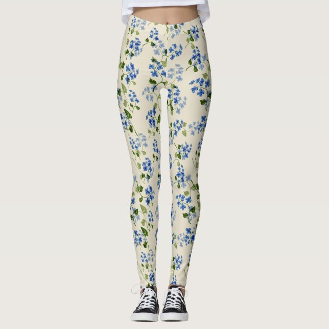 Fin blommigt, sömlös mönster glöm-mig-ej bl leggings (Framsida)