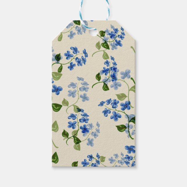 Fin blommigt, sömlös mönster glöm-mig-ej bl presentetikett (Framsidan)