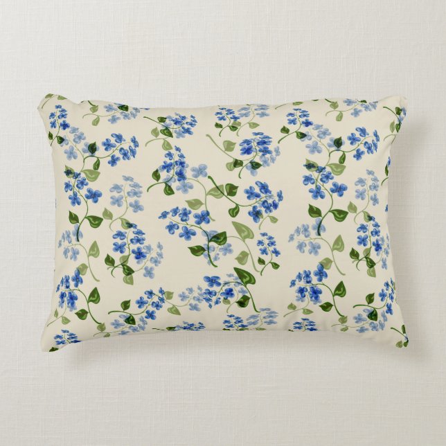 Fin blommigt, sömlös mönster glöm-mig-ej bl prydnadskudde (Framsidan)