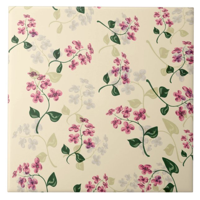 Fin blommigt, sömlös mönster glöm-mig-inte-pi kakelplatta (Framsidan)