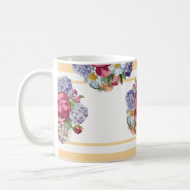 Fin blommigt sömlös mönster med hydrangea p kaffemugg (Vänster)