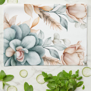 Fin blommigt sömlös mönster med vintage kökshandduk