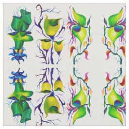 Fin Blommigt Watercolor Grönt Färg Tyg