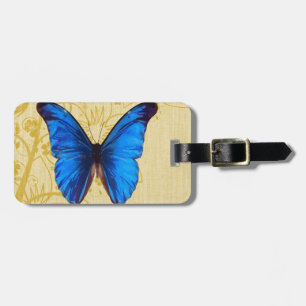 Fin Blue Butterfly Vintage art Bagagebricka