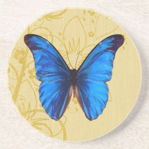 Fin Blue Butterfly Vintage art Underlägg