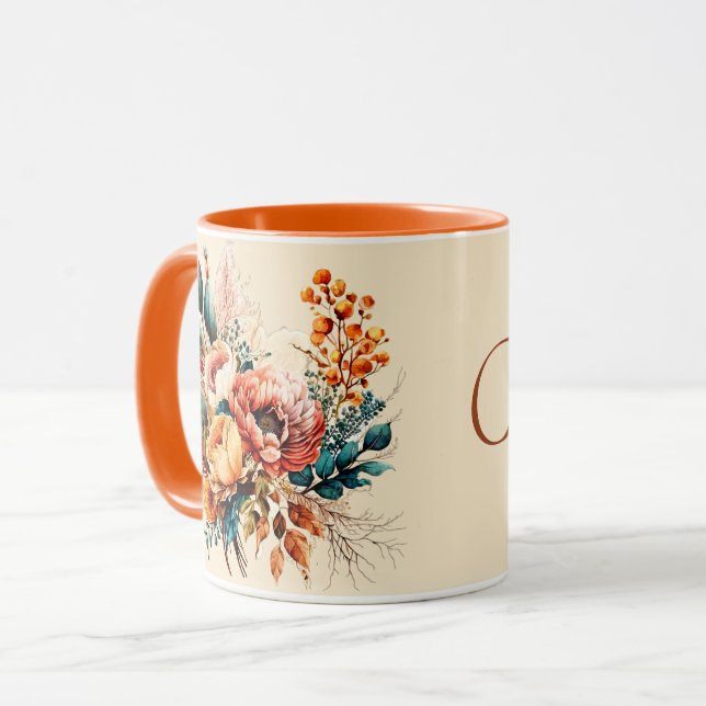 Fin boho faller bouquet personlig mugg (Framsida vänster)