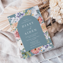 Fin botanisk Blommigt Arch Ram Bröllop Inbjudningar