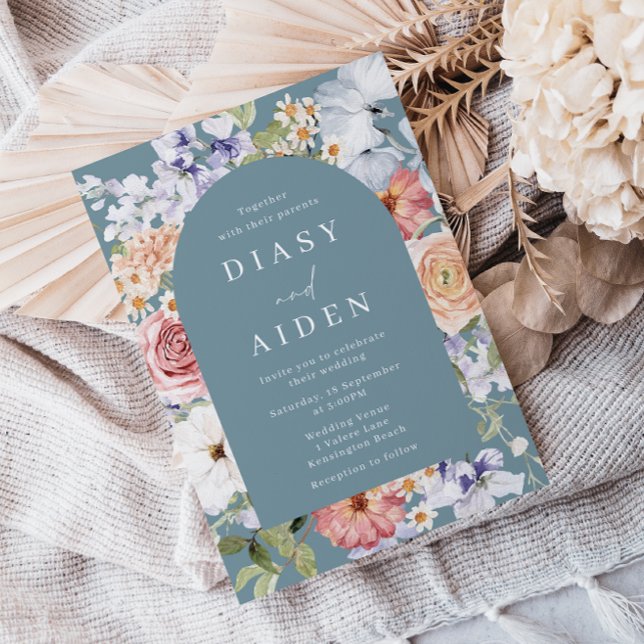 Fin botanisk Blommigt Arch Ram Bröllop Inbjudningar (Skapare uppladdad)