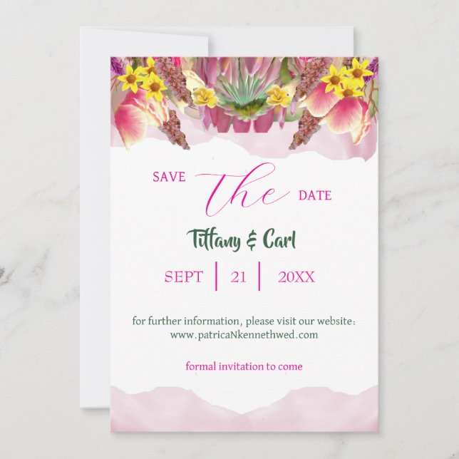 Fin botanisk Blommigt Garden Spara-the-Date Inbjudningar (Framsida)