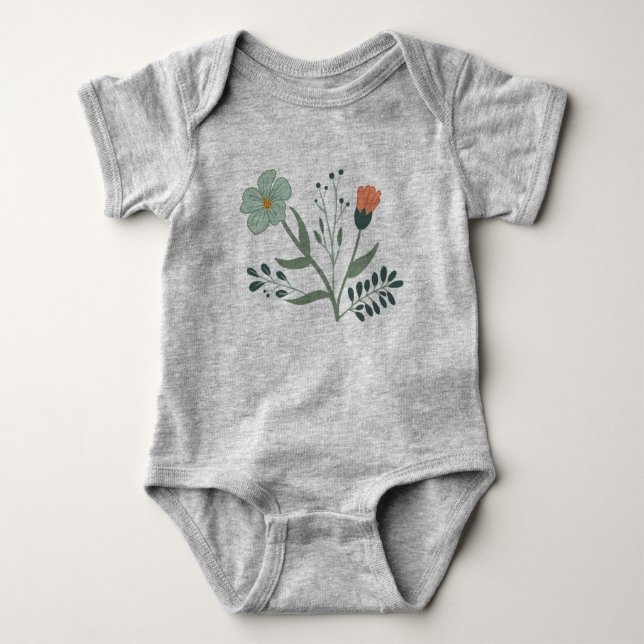 Fin botanisk Blommigt Motif T Shirt (Framsida)