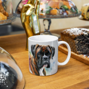 Fin Boxer-Hund i vattenfärg Kaffemugg