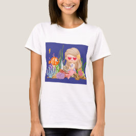 Fin BRUNET HAIR-sjöjungfru som leker i havet T Shirt