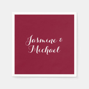 Fin Burgundy Red Calligraphy lite Namn Pappersservett