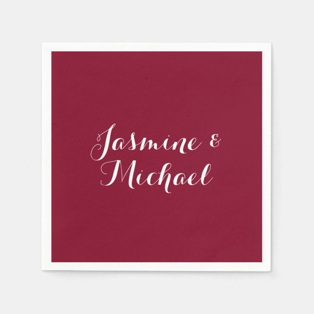 Fin Burgundy Red Calligraphy lite Namn Pappersservett (Framsidan)